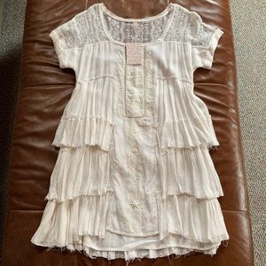 Free People Ivory Lace Tiered Dress Small